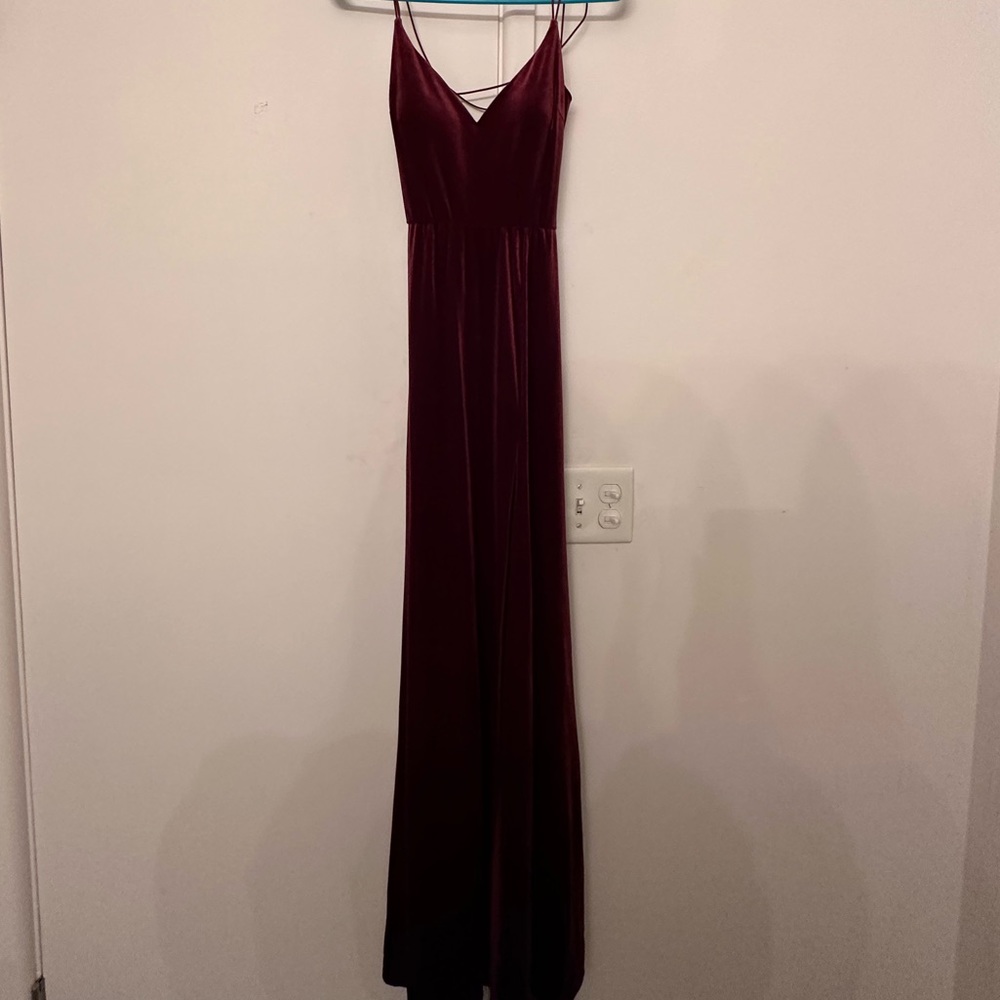 Vega Formal High Slit Velvet Dress | XS | Berry